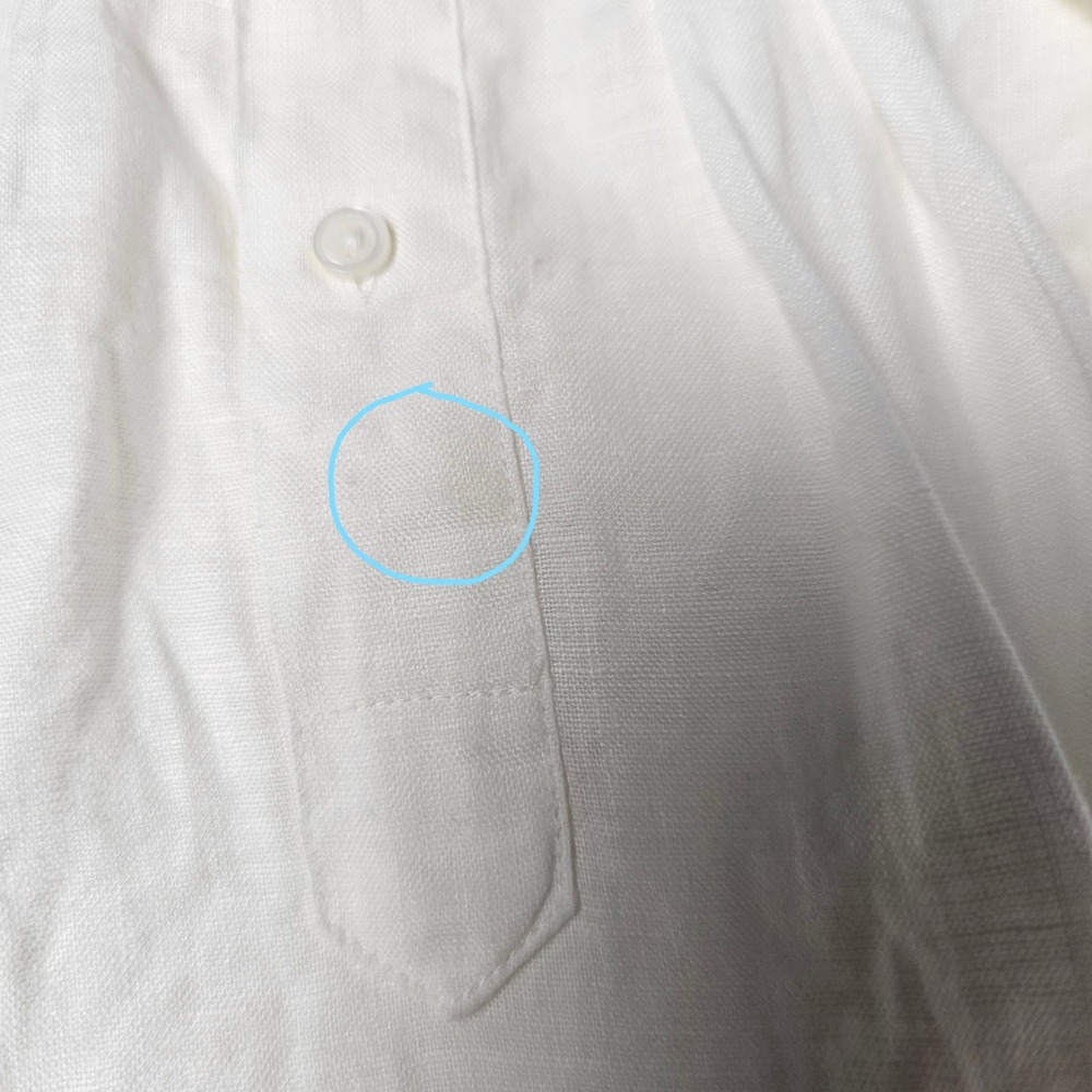L.L.Bean Womens M Petite 100% Linen White Button Down Shirt Coastal Summer - Picture 8 of 11